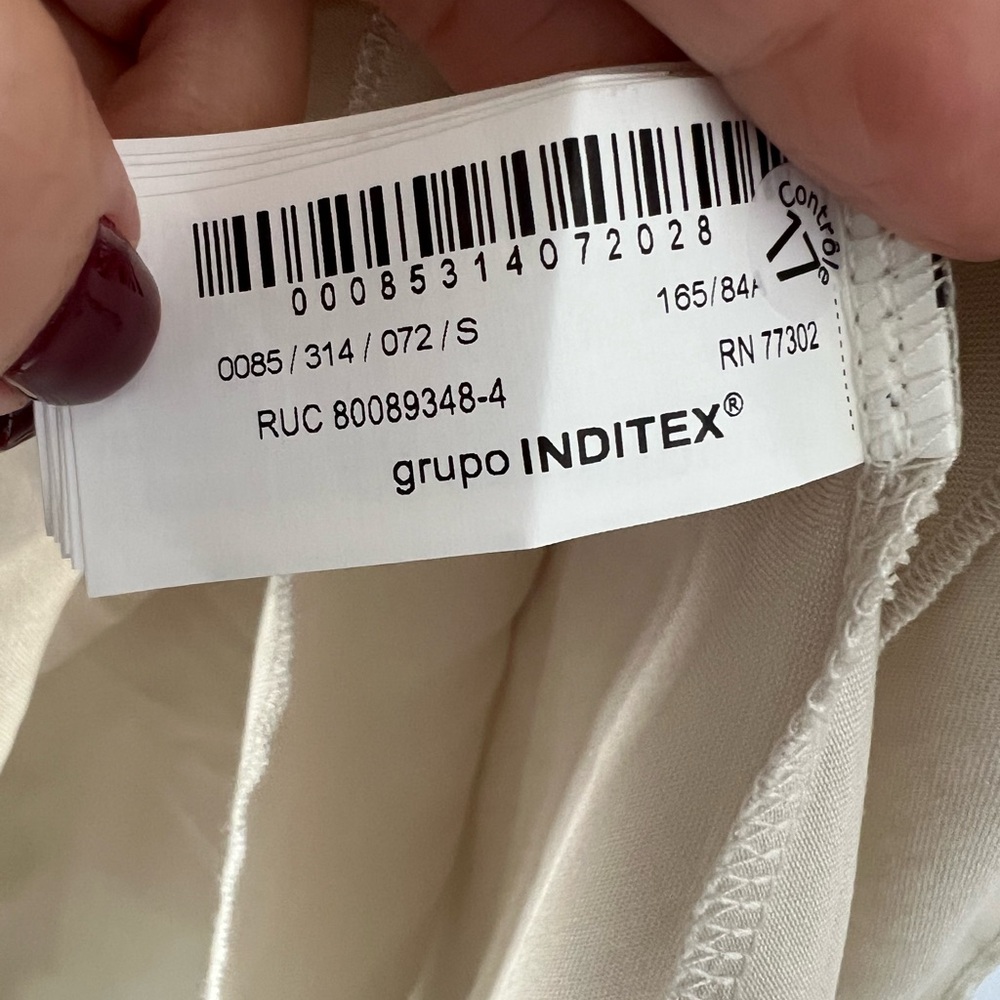 Zara Elegant White and Cream Combination Dress with handkerchief bottom small - Picture 4 of 6